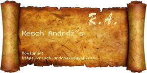 Resch András névjegykártya
